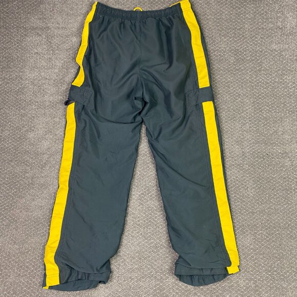 Vintage Nike Cargo Track Pants Men's Medium Gray Yellow Woven Gym Y2K Baggy - Picture 7 of 16